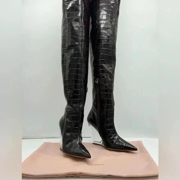 LUCITE 100 WEDGE BOOT Croc Print Brand New Size 7 - Picture 7 of 17